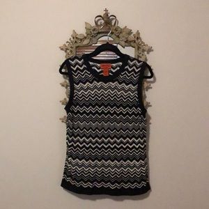 NWOT Missoni for Target Sleeveless Sweater Vest Large Black & White Chevron